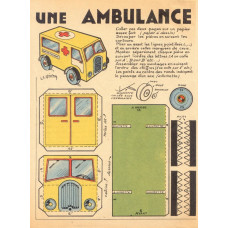 Ambulance - oude papieren bouwplaat - klein