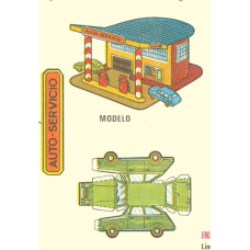 Spaans benzinestation - oude papieren bouwplaat
