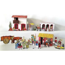 Mexicaans dorp - kleurplaat diorama - groot