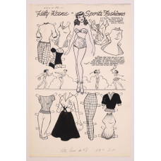 Katy Keene sportkleding kleur aankleedpopje - 1954