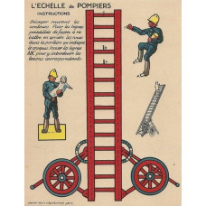 Brandweer met ladder - oude papieren bouwplaat