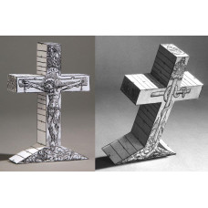 Crucifix zonnewijzer - antieke bouwplaat