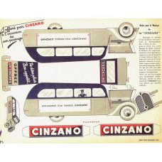 Cinzano autobus - oude papieren bouwplaat