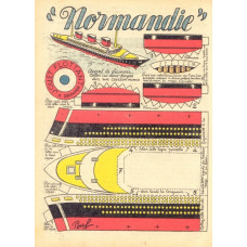 Passagiersschip Normandie - oude papieren bouwplaat