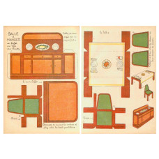 Eetkamer meubels in 1:18 - oude papieren bouwplaat