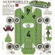 Klassieke raceauto, groen - oude papieren bouwplaat