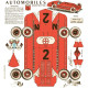 Klassieke raceauto, rood - oude papieren bouwplaat